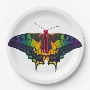 Assiettes En Carton Rainbow Pride Flag Swallowtail Butterfly