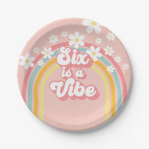 Assiettes En Carton Rainbow Retro Six est une Vibe Super 6e anniversai