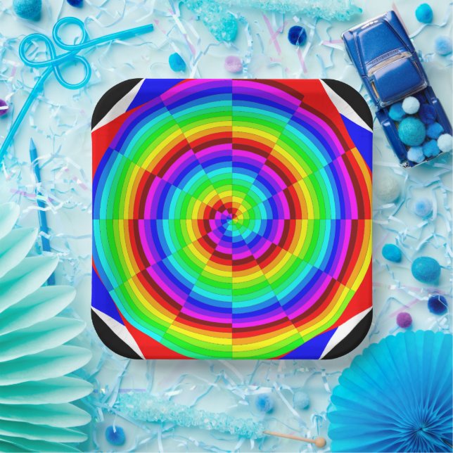 Assiettes En Carton Rainbow Spiral par Kenneth Yoncich (Fête)