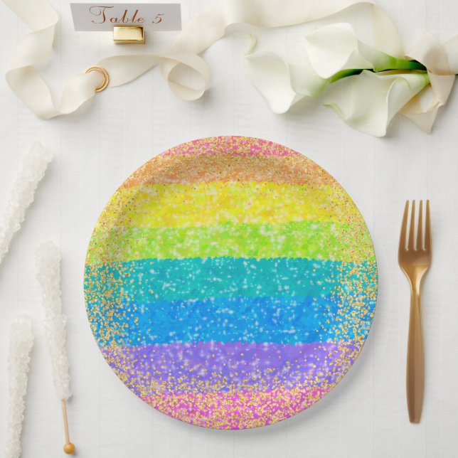 Assiettes En Carton Rainbow Stars Anniversaire (Mariage)