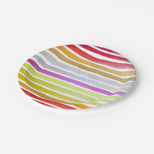 Assiettes En Carton Rainbow stripes cute watercolor