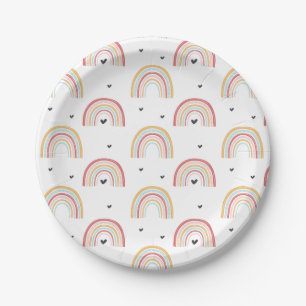 Assiettes En Carton Rainbows et Hearts Plaques de fête d'anniversaire