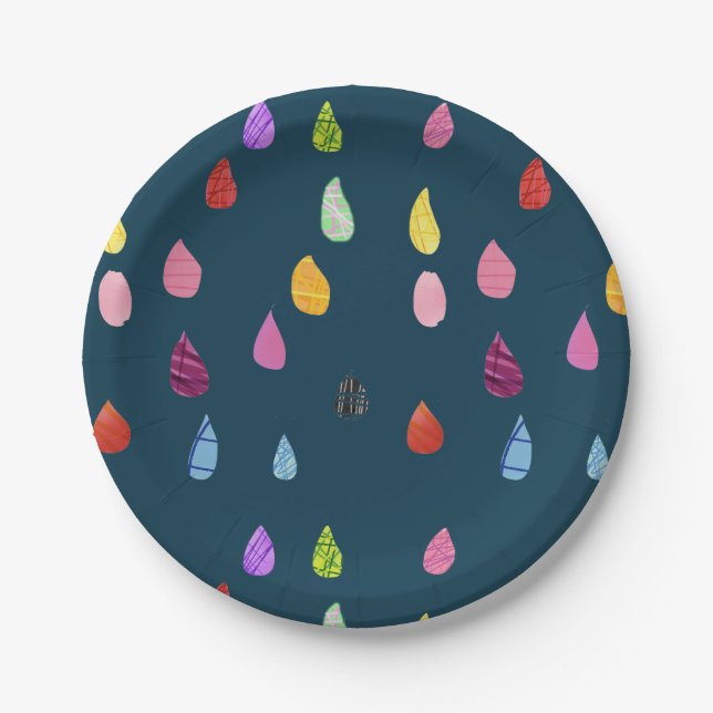 Assiettes En Carton Raindrop boho coloré créatif (Devant)