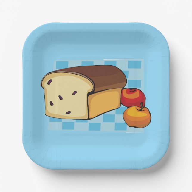 Assiettes En Carton Raisin Bread Loaf and Red Apples (Recto)