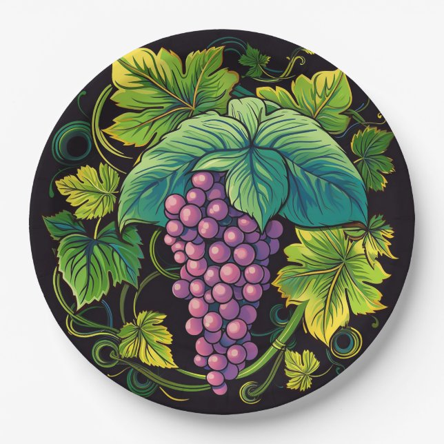 Assiettes En Carton Raisins (Devant)