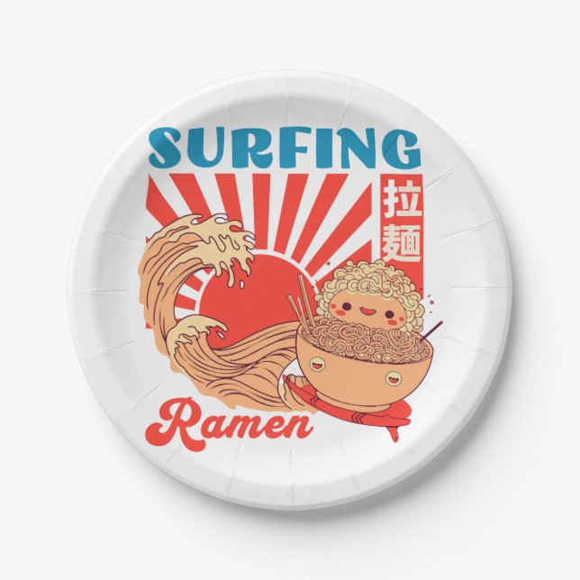 Assiettes En Carton Ramen et vague (Devant)