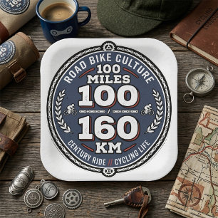 Assiettes En Carton Randonnée cycliste du siècle 100 milles 160 KM 