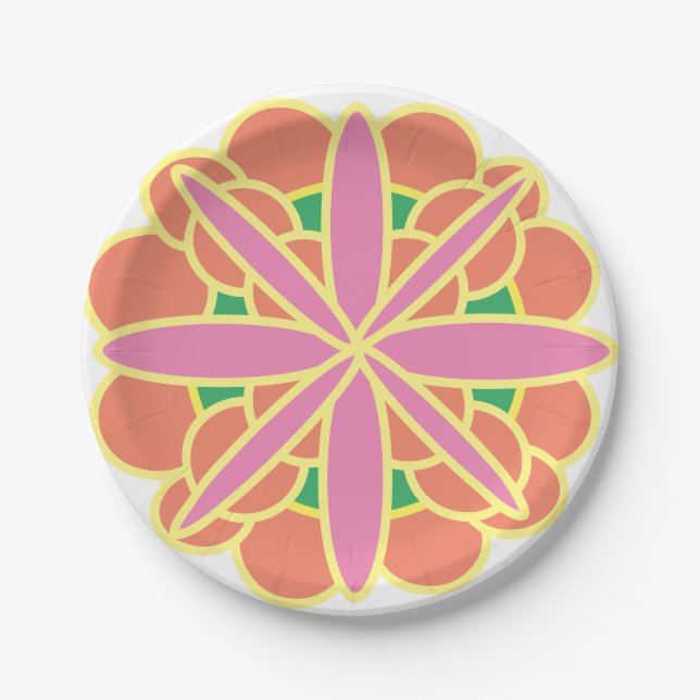 Assiettes En Carton Rangoli de couleurs (Devant)