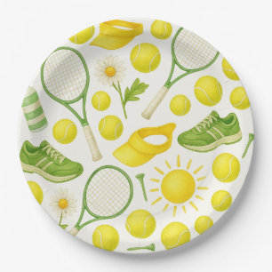 Assiettes En Carton Raquette de tennis et balle Summer Party Green Jau