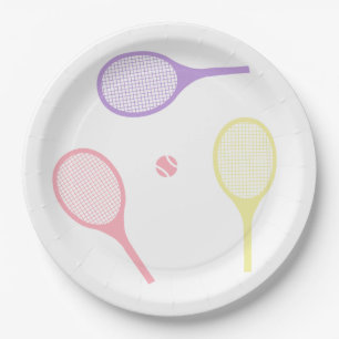 Assiettes En Carton Raquettes de tennis Pastel