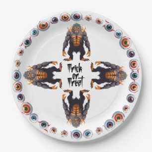 Assiettes En Carton Rassemblement de monstres d'Halloween