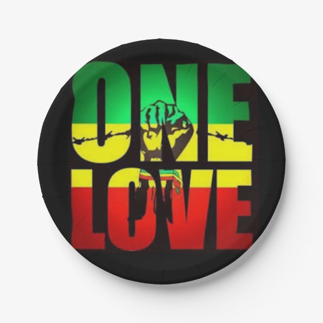 Assiettes En Carton Rasta One Love (Devant)