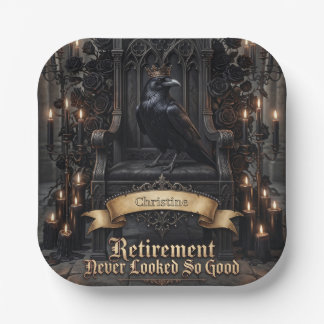 Assiettes En Carton Raven King on Throne Retirement with Custom Name