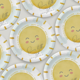 Assiettes En Carton Ray of Sunshine Nuages Baby shower neutre