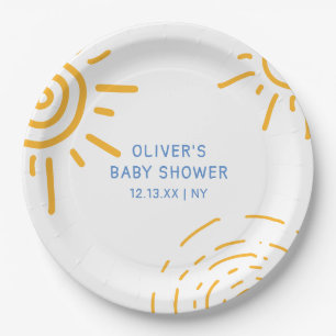 Assiettes En Carton Rayon Rétro Moderne Du Baby shower Soleil