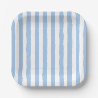 Assiettes En Carton Rayure Bleue Tendance 