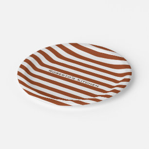 Assiettes En Carton Rayures Brown modernes sur toute couleur avec le