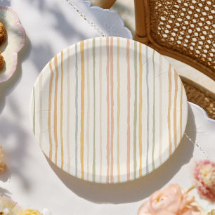 Assiettes En Carton Rayures colorées amusantes
