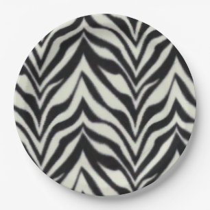 Assiettes En Carton Rayures de zèbre Noir Blanc Safari sauvage