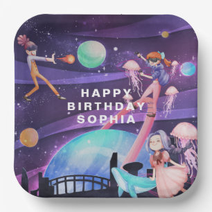 Assiettes En Carton Réalité virtuelle   Jeux Plaques Papier Anniversai