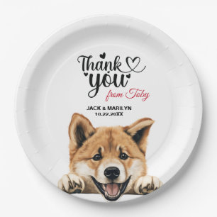 Assiettes En Carton Réception de mariage avec un chien Akita
