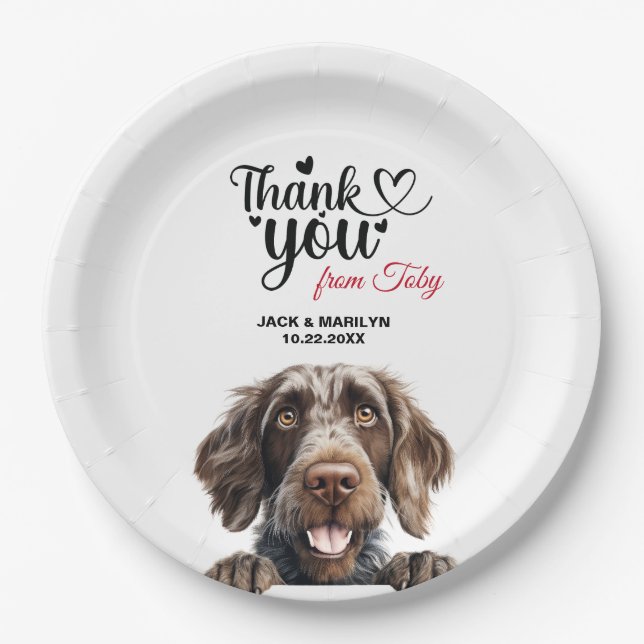 Assiettes En Carton Réception de mariage pour chien À poils durs allem (Devant)