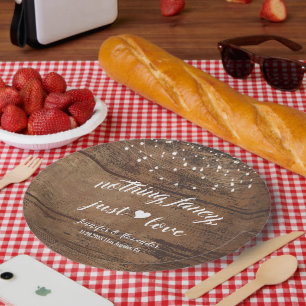 Assiettes En Carton Réception de mariage rustique en bois