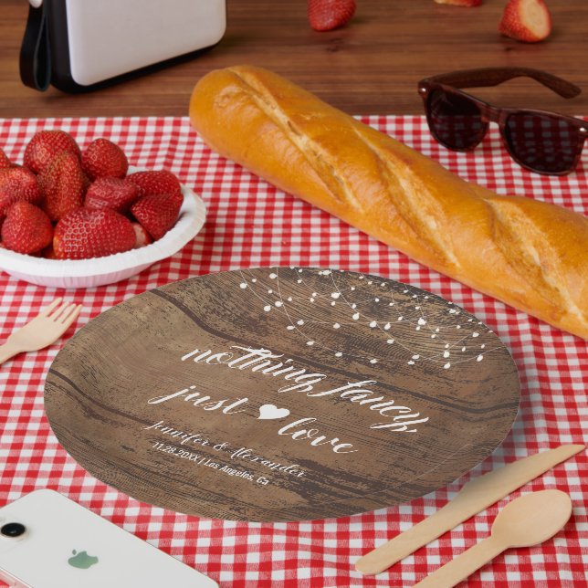 Assiettes En Carton Réception de mariage rustique en bois (Pique-nique)
