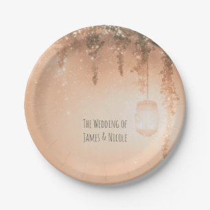 Assiettes En Carton Réception de mariage rustique et rêveur rose en fo