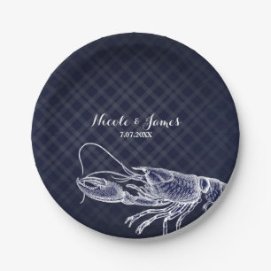 Assiettes En Carton Réception élégante et chic bleu marine vintage hom