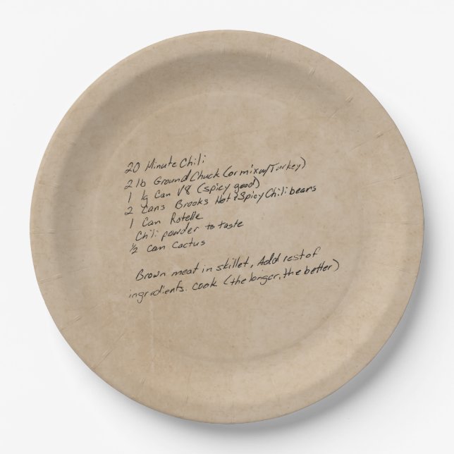Assiettes En Carton Recette de famille personnalisée de réunion de fam (Devant)