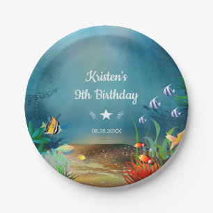 Assiettes En Carton Récif d'océan sous la fête d'anniversaire de me