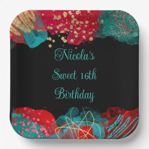 Assiettes En Carton Red Alcohol Enk Sweet 16 Anniversaire