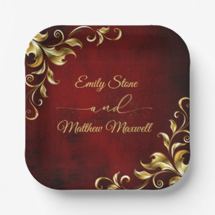 Assiettes En Carton Red Antique Vintage Victorian Classic Mariage