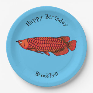 Assiettes En Carton Red Arowana fish cartoon