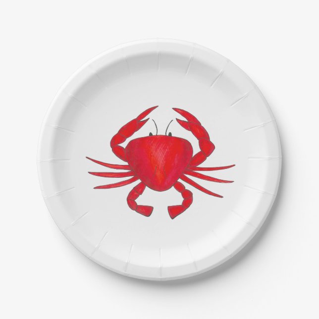 Assiettes En Carton Red Baltimore MD Maryland Crab Beach Bay (Devant)