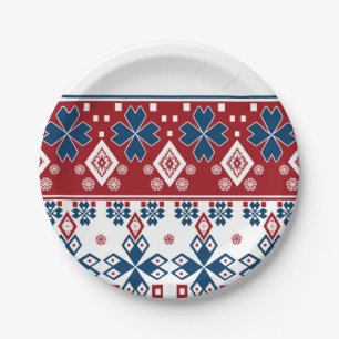Assiettes En Carton Red blue ornament