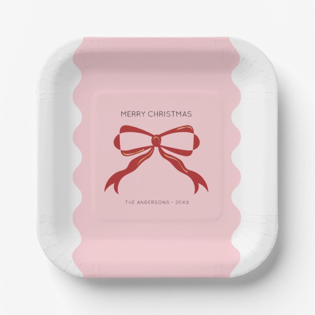 Assiettes En Carton Red Bow Coquette Squgly Frontières Noël (Recto)