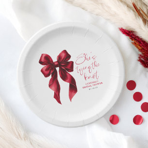 Assiettes En Carton Red Bow Elle noue la Fête des mariées du noeud