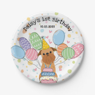 Assiettes En Carton Red Brussels Griffon Chien fête d'anniversaire