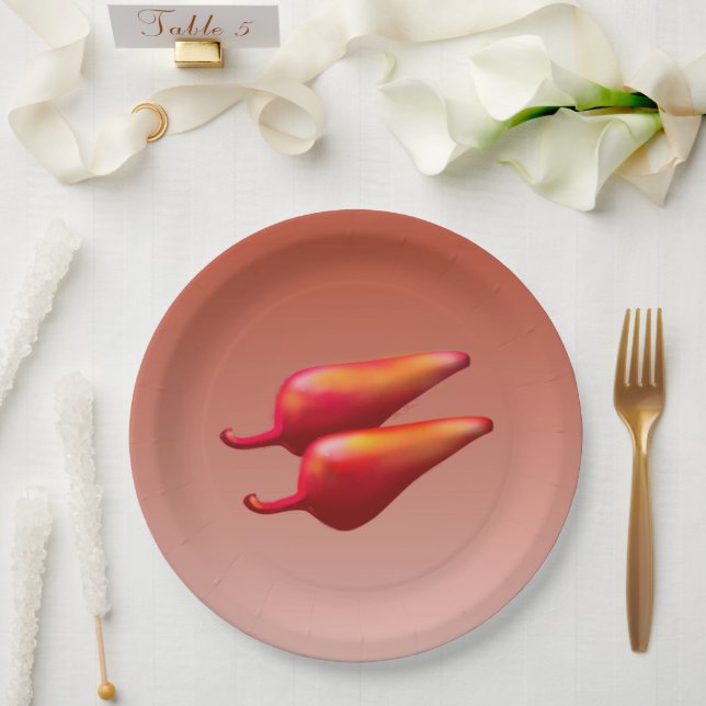 Assiettes En Carton Red Chili Peppers grandes plaques de papier (Mariage)