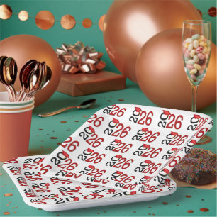 Assiettes En Carton Red et Black 2025 Graduation