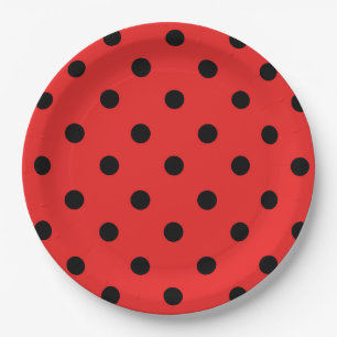 Assiettes En Carton Red et Black Ladybug Patch Anniversaire