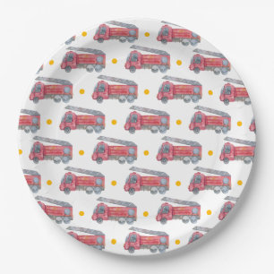 Assiettes En Carton Red Fire truck Party