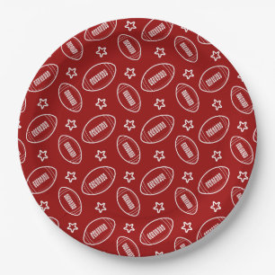 Assiettes En Carton Red Football Sports Motif Jour de la fête
