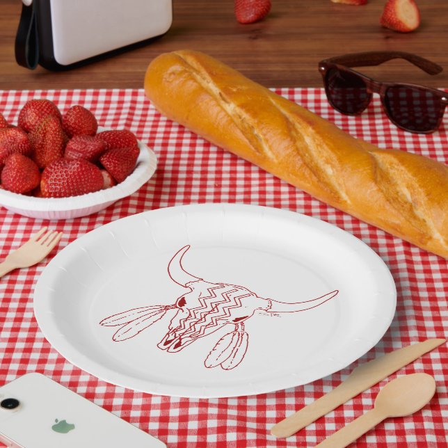 Assiettes En Carton Red Ghost Dance Buffalo ligne grandes plaques de p (Pique-nique)