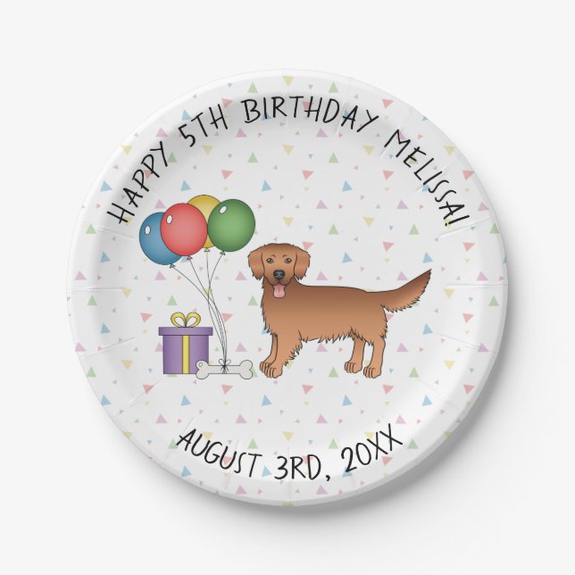 Assiettes En Carton Red Golden Retriever mignon chien de dessin - Anni (Devant)