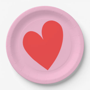 Assiettes En Carton Red Heart Pastel Pink Saint Valentin