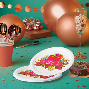 Assiettes En Carton Red Heart True Love