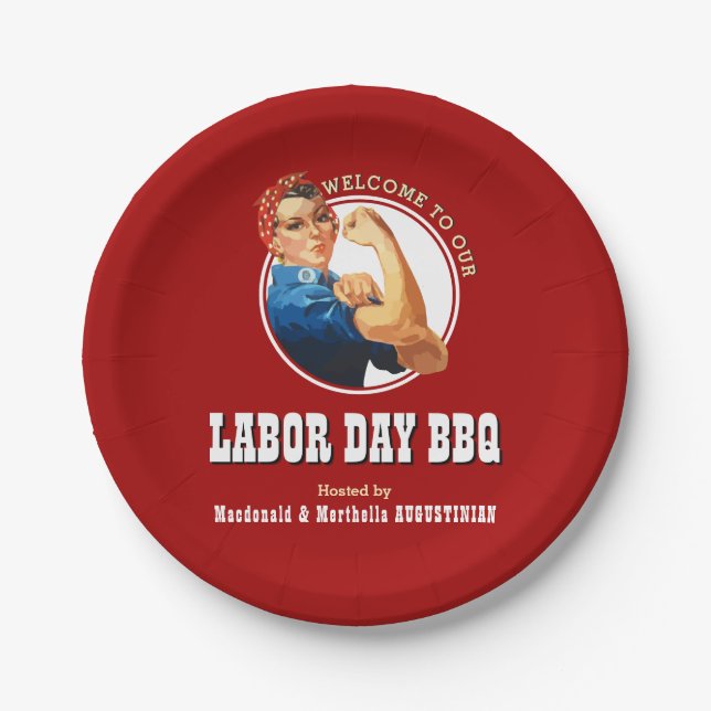 Assiettes En Carton Red LABOR DAY BBQ Rosie Riveter (Devant)
